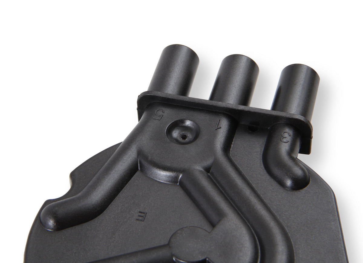 Distributor Cap - Chevy / GMC Vortec - V6 - Socket Style - Crab - Black - 120142 distributor cap is a crab style black cap that fits Chevy / GMC VORTEC V6.