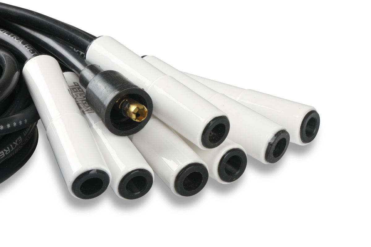 Spark Plug Wire Set - Universal - 180 Deg White Ceramic Boots - These ceramic boot spiral core universal fit spark plug wire sets have straight 180 degree boots.