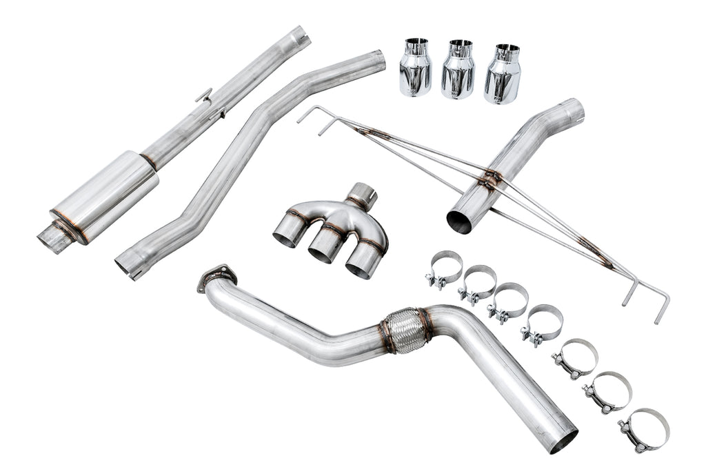 AWE Track Edition Exhaust for FK8 Civic Type R (includes Front Pipe) - Triple Chrome Silver Tips