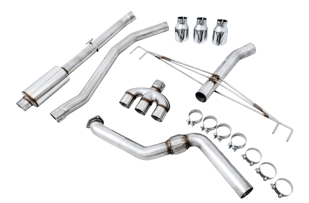 AWE Track Edition Exhaust for FK8 Civic Type R (includes Front Pipe) - Triple Chrome Silver Tips