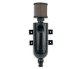 Black w/ Billet Filter, Drain Valve, -12 AN O-Ring Port (Inlet) & Mounting Brackets. 1/8" NPT on Drain Valve for Optional Remote Outlet Hose