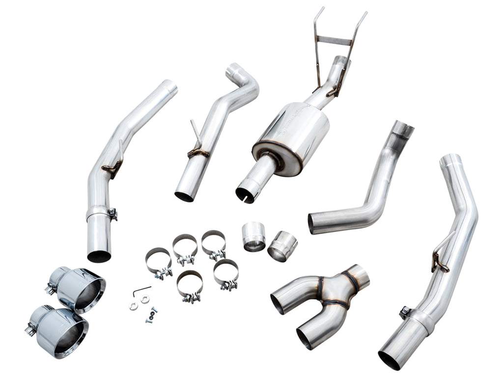 AWE 0FG Dual Rear Exit Catback for 4th Gen RAM 1500 5.7L (with bumper cutouts) - Chrome Silver Tips