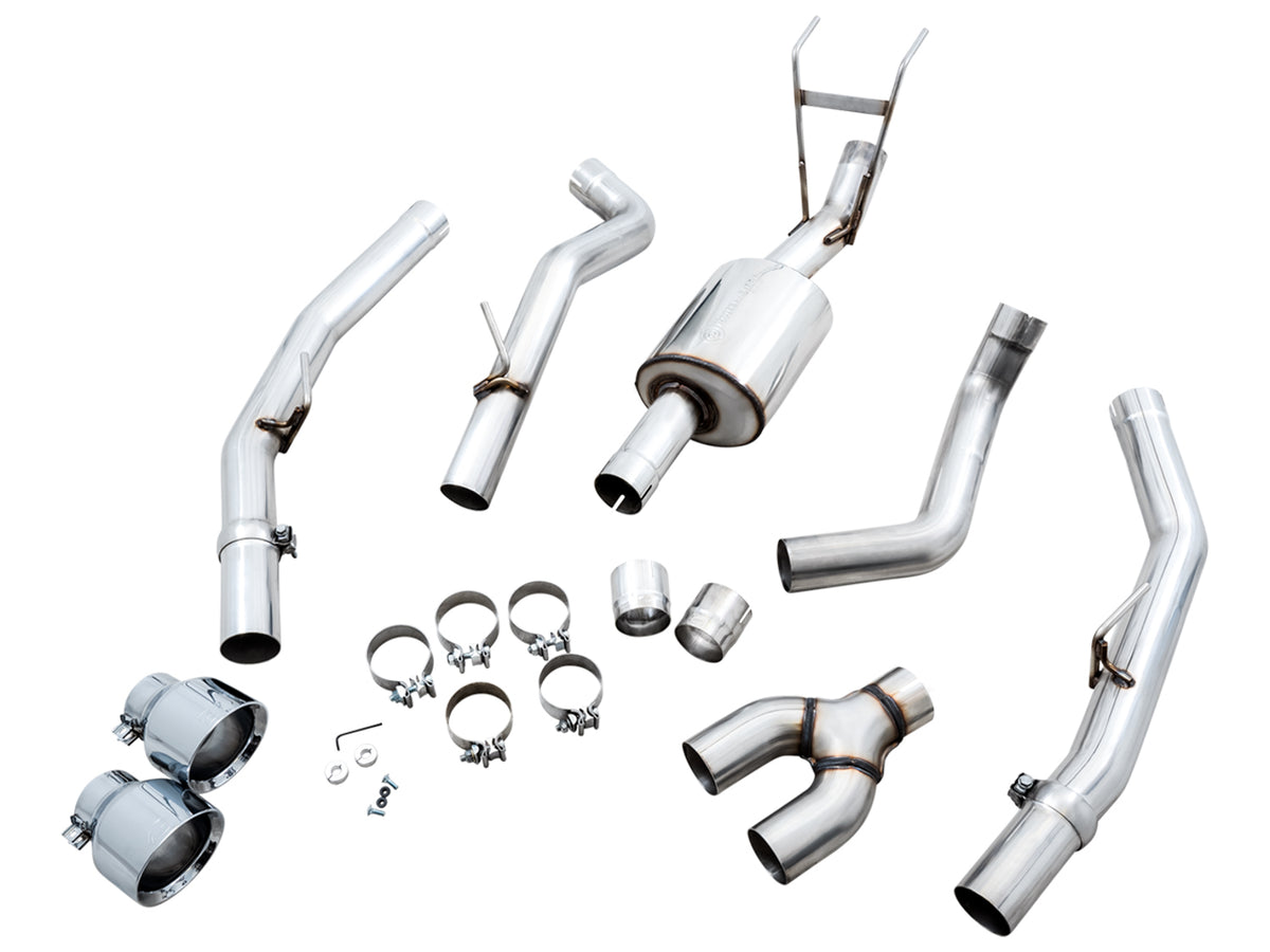 AWE 0FG Dual Rear Exit Catback for 4th Gen RAM 1500 5.7L (with bumper cutouts) - Chrome Silver Tips