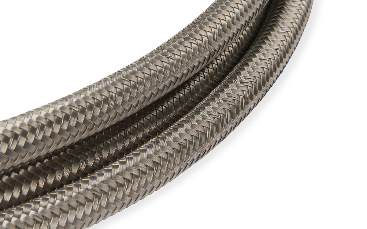 Tough Stainless Steel Wire Braid-Protected Synthetic Rubber Hose. Easy to Cut and Assemble. Accepts Swivel-Seal, Auto Fit & Auto-Crimp Hose Ends.