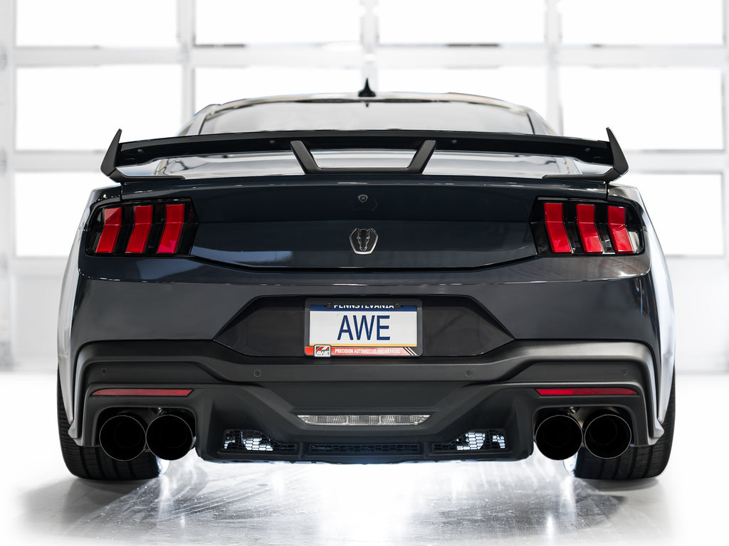 AWE Track Edition Exhaust for S650 Ford Mustang Dark Horse - Quad Diamond Black Tips