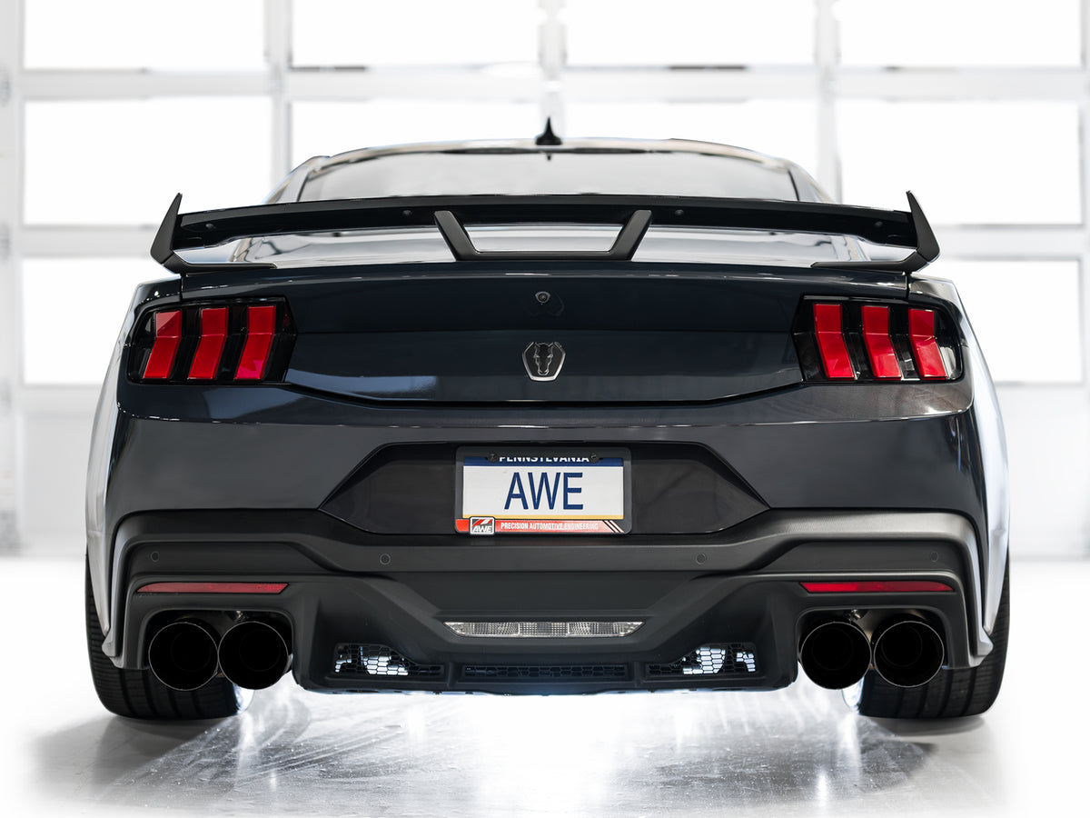 AWE Track Edition Exhaust for S650 Ford Mustang Dark Horse - Quad Diamond Black Tips