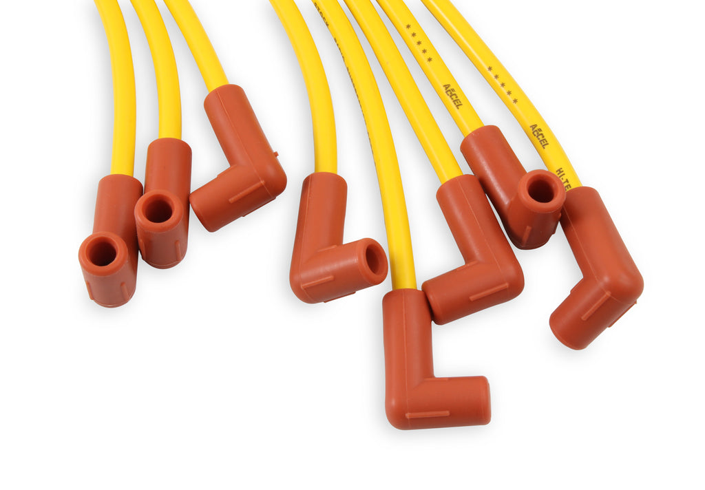 Spark Plug Wire Set - 8mm - Yellow with HEI Stock Style Boots - SBC 1974-1988 V8 - Super Stock - Spiral Core