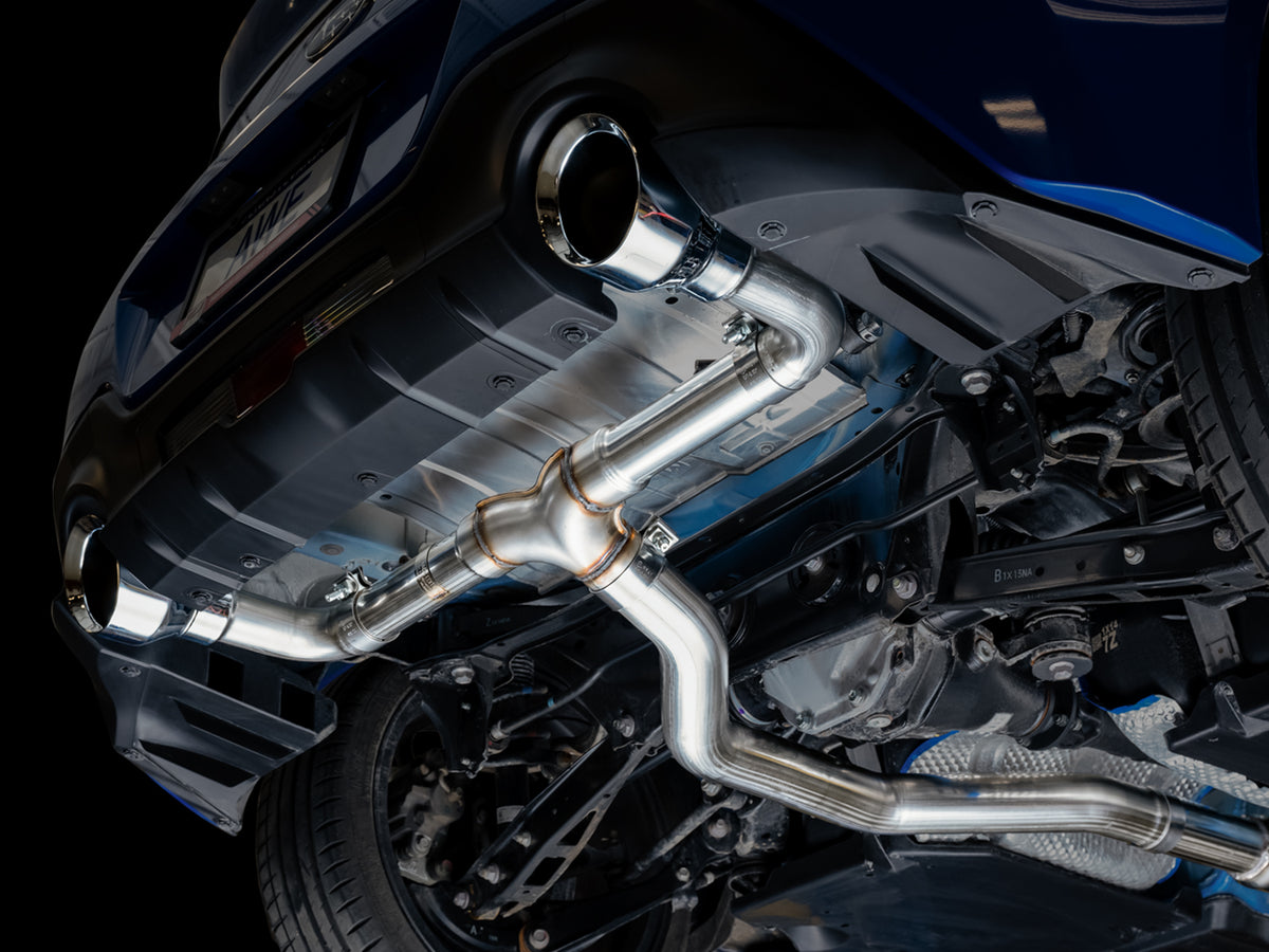 AWE Track Edition Exhaust for Subaru BRZ / Toyota GR86 / Toyota 86 / Scion FR-S - 5" Chrome Silver Tips
