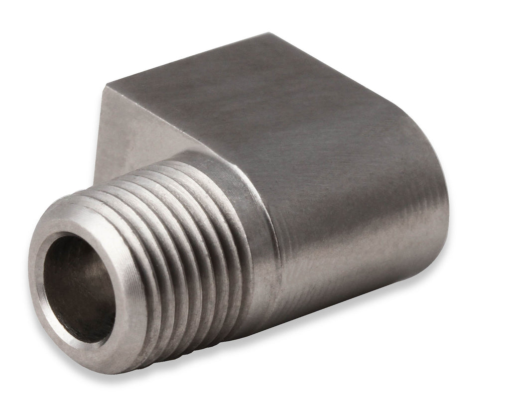 Hardline Adapter - 90 Degree Stainless Steel - 1/8" NPT Male to 3/8"-24 Inverted Flare Female.