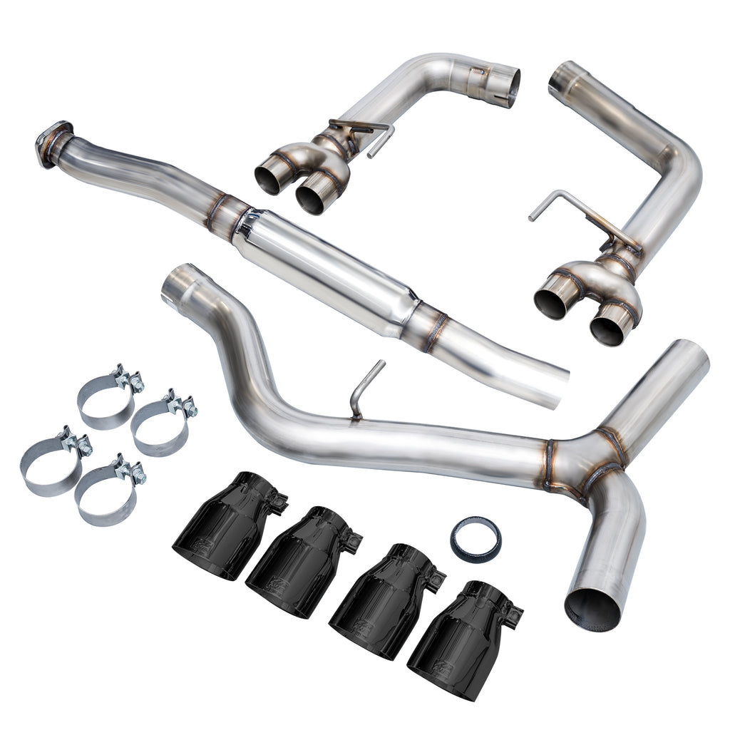 AWE Track Edition Exhaust for VA / GV WRX / STI Sedan - 4" Diamond Black Quad Tips