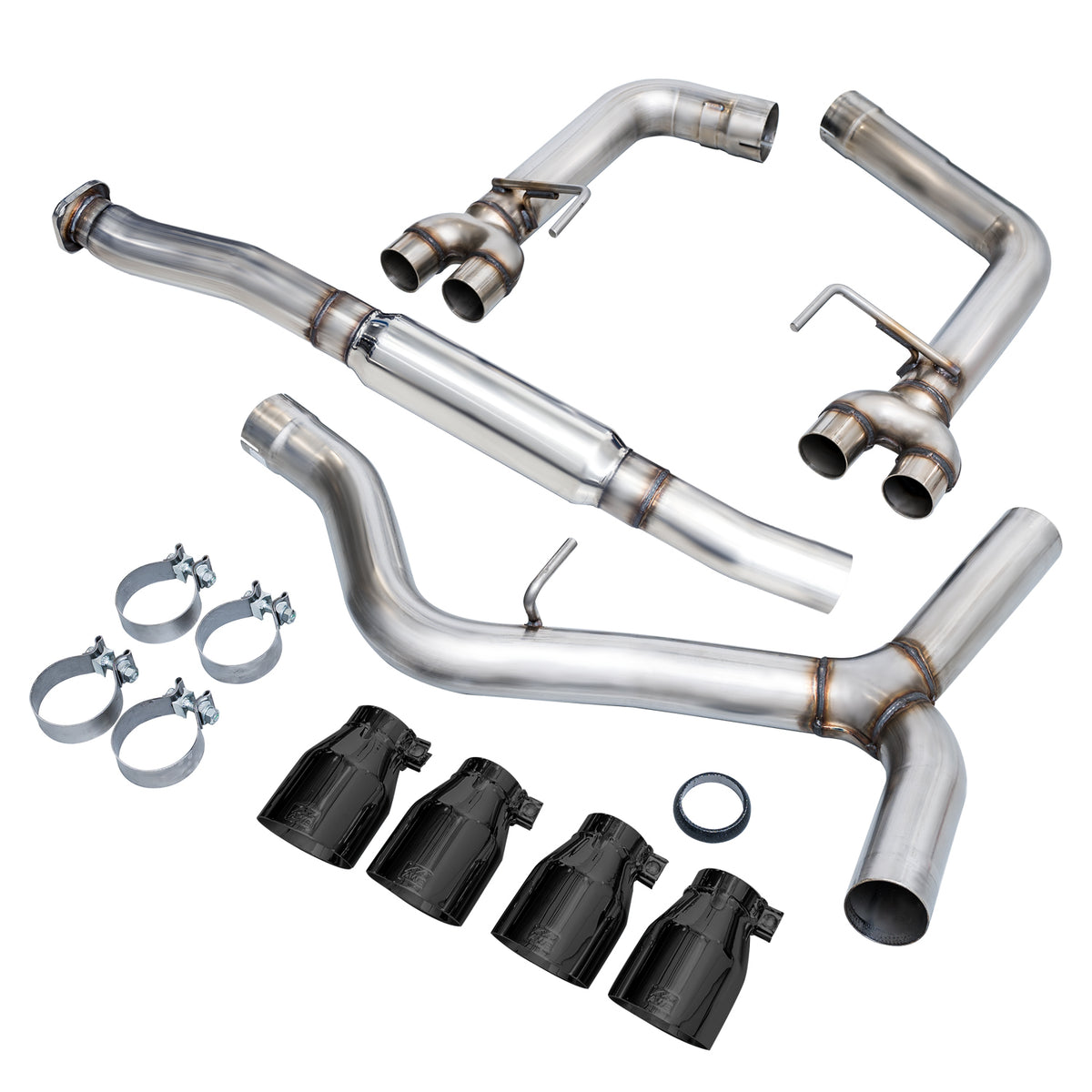 AWE Track Edition Exhaust for VA / GV WRX / STI Sedan - 4" Diamond Black Quad Tips
