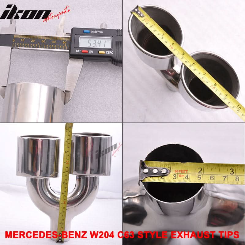 Fits 12-14 Benz W204 C-Class CF Rear Diffuser + C63 Exhaust Tips