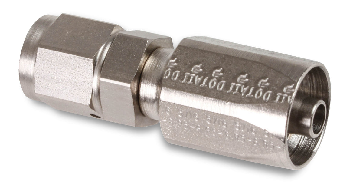 Power Steering Hose End - Straight -6 AN - Steel w/ Nickel Plated Finish