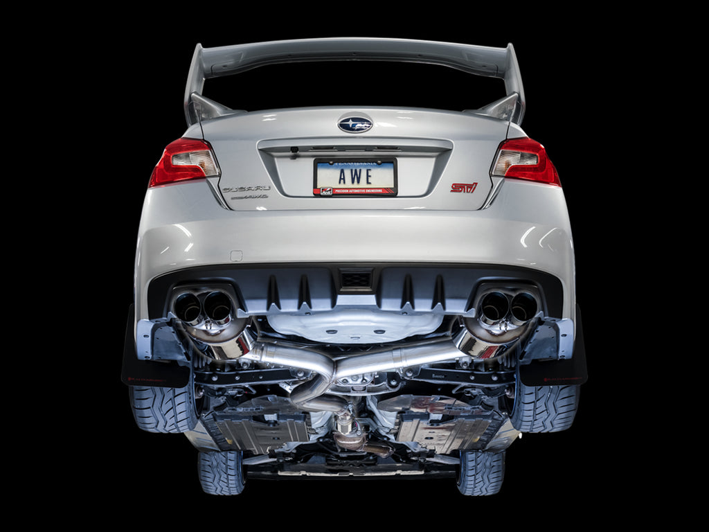 AWE Touring Edition Exhaust for VA STI / GV WRX / GV STI Sedan - 4" Diamond Black Quad Tips