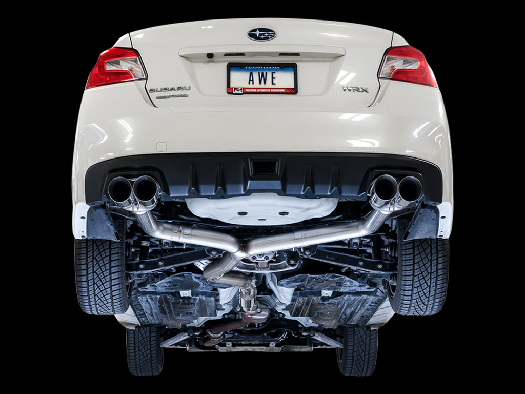 AWE Track Edition Exhaust for VA / GV WRX / STI Sedan - 4" Diamond Black Quad Tips