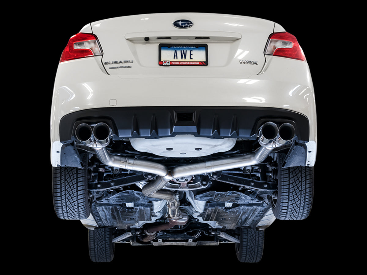 AWE Track Edition Exhaust for VA / GV WRX / STI Sedan - 4" Diamond Black Quad Tips