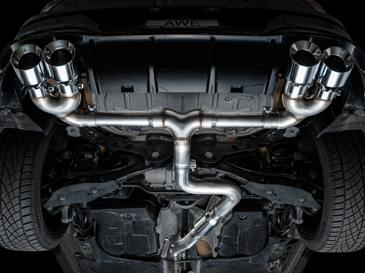 AWE Track Edition Exhaust for Volkswagen MK8 Golf R - Chrome Silver Tips