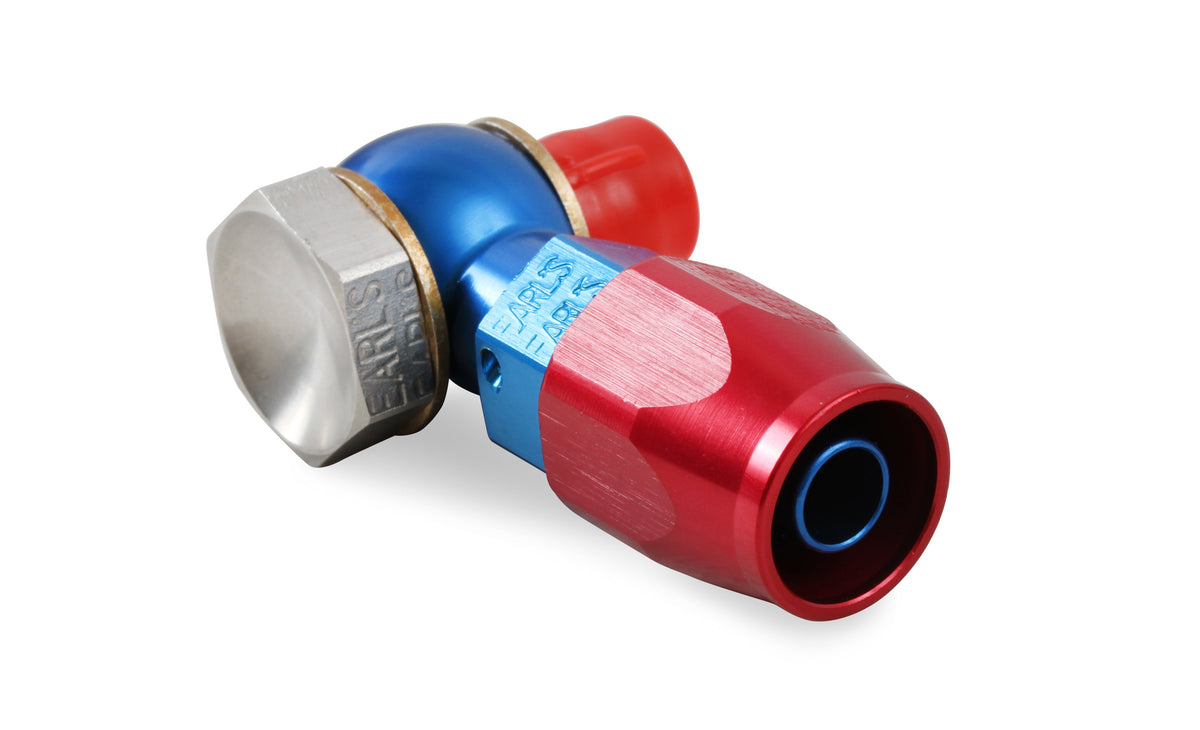 Earls 9/16"-24 Bango Swivel-Seal® Hose End AN -6 Red/Blue