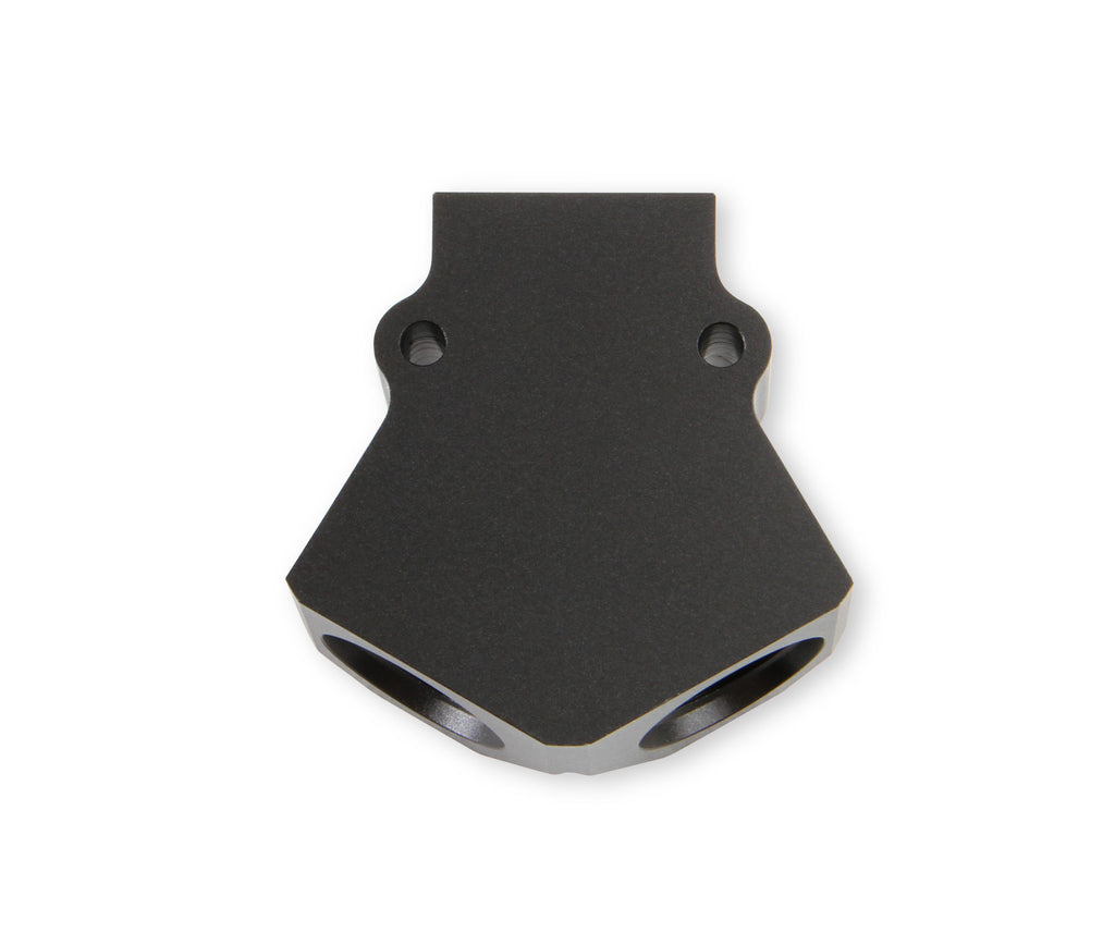 Fuel Distribution Block - Inlet 1/2" NPT and two 1/2" NPT Outlets. Black Anodized Aluminum.  1/8" NPT Gauge Port.