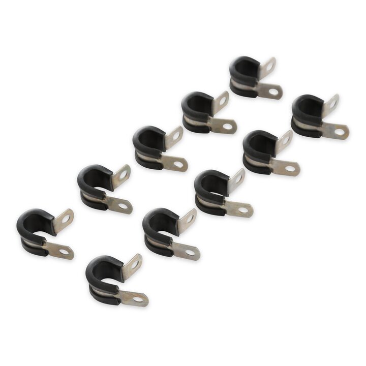 Cushioned Hose Clamp, Fits 3/8" Tube Or Hose O.D., Package Of 10, Aluminum Finish