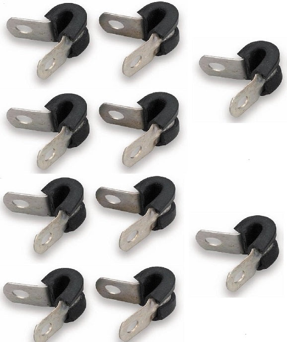 Cushioned Hose Clamp, Fits 1/4" Tube Or Hose O.D., Package Of 10, Aluminum Finish