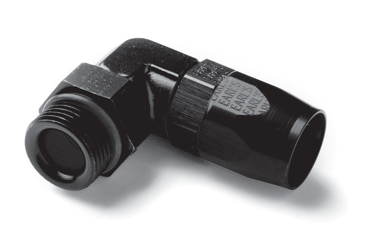 Earls 90 Degree Swivel-Seal® Hose End 7/8"-14 (AN -10) Male O-Ring Port to -10 Hose - Black
