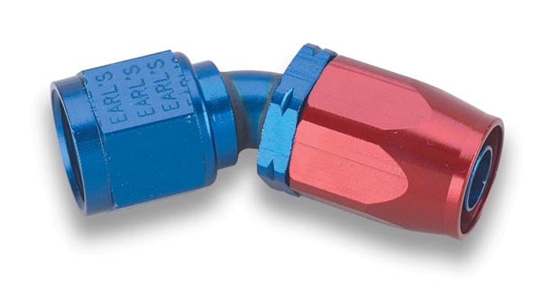 Earls 45 Degree Auto-Fit Hose End AN -4 - Red/Blue