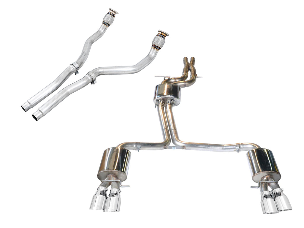 AWE Touring Edition Exhaust System for B8/8.5 S5 Cabrio (Exhaust + Non-Resonated Downpipes) - Chrome Silver Tips