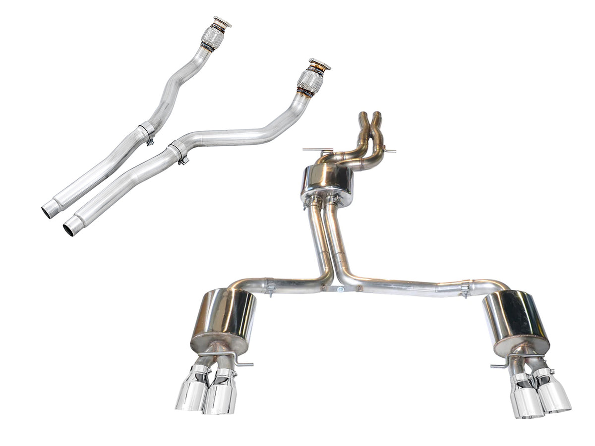 AWE Touring Edition Exhaust System for B8/8.5 S5 Cabrio (Exhaust + Non-Resonated Downpipes) - Chrome Silver Tips