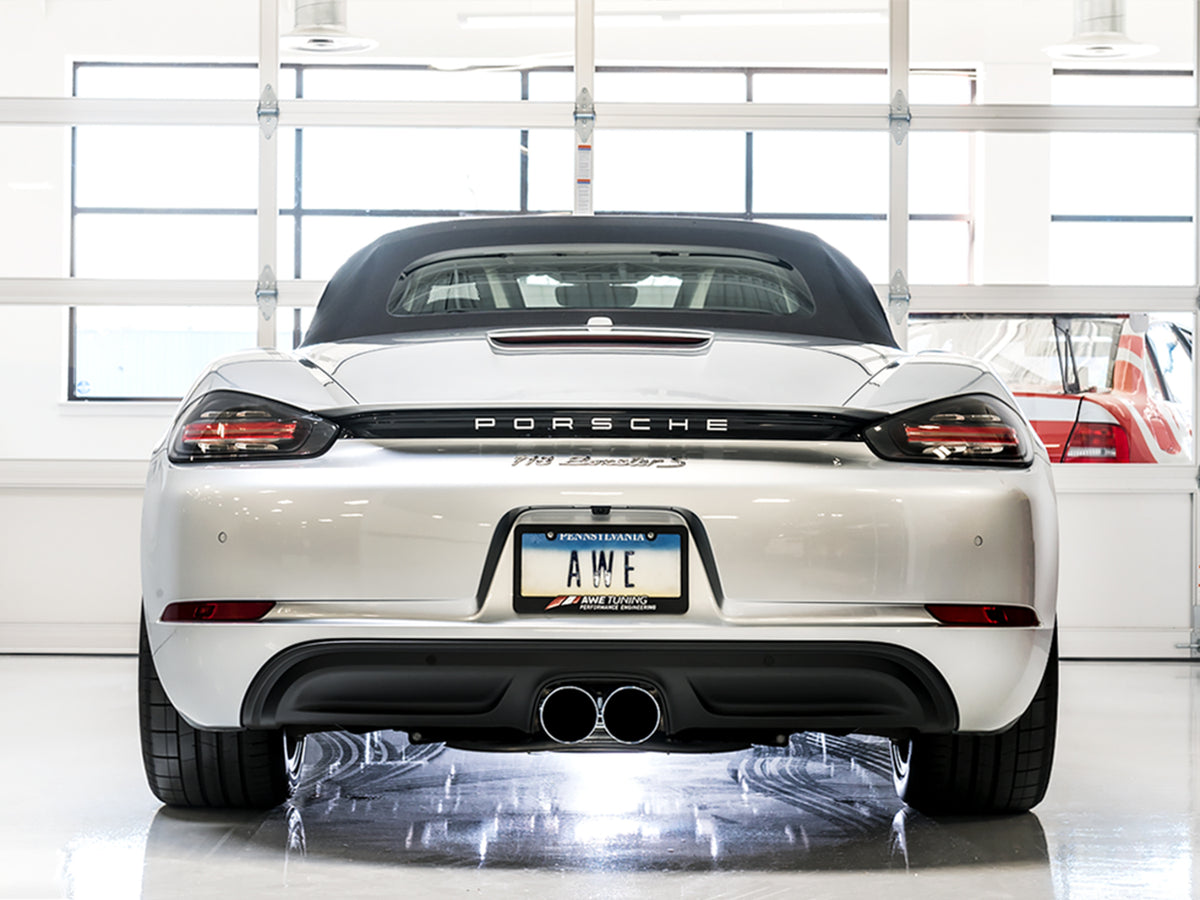 AWE SwitchPath™ Exhaust for Porsche 718 Boxster / Cayman (PSE Only) - Chrome Silver Tips