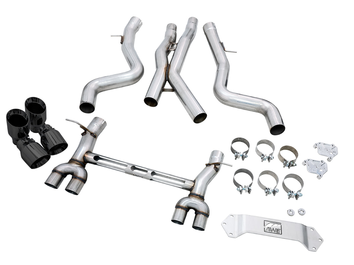 AWE Track Edition Catback Exhaust for BMW F8X M3/M4 - 4" Diamond Black Tips