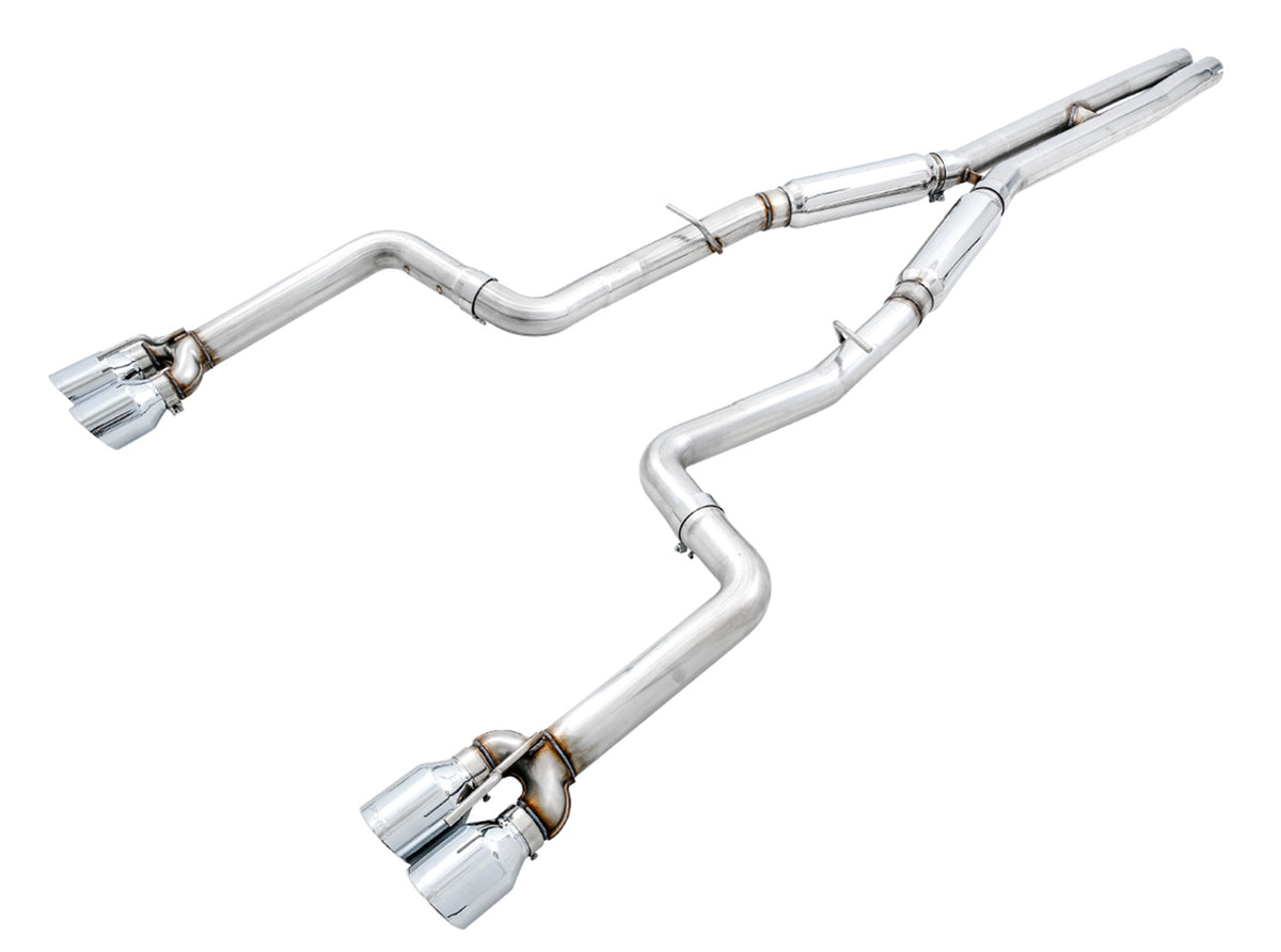 AWE Track Edition Exhaust for 15+ Challenger 6.4/6.2 SC - 4" Chrome Silver Tips