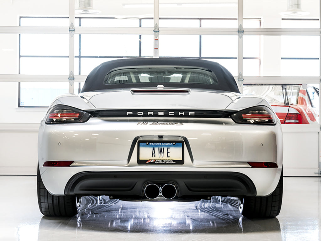 AWE Track Edition Exhaust for Porsche 718 Boxster / Cayman - Chrome Silver Tips