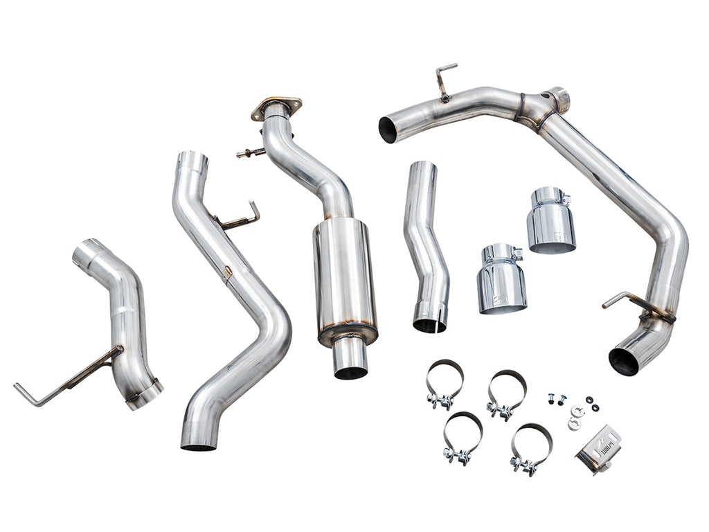 AWE 0FG Catback Exhaust for Ford Bronco with BashGuard™ - Dual 4.5" Chrome Silver Tips