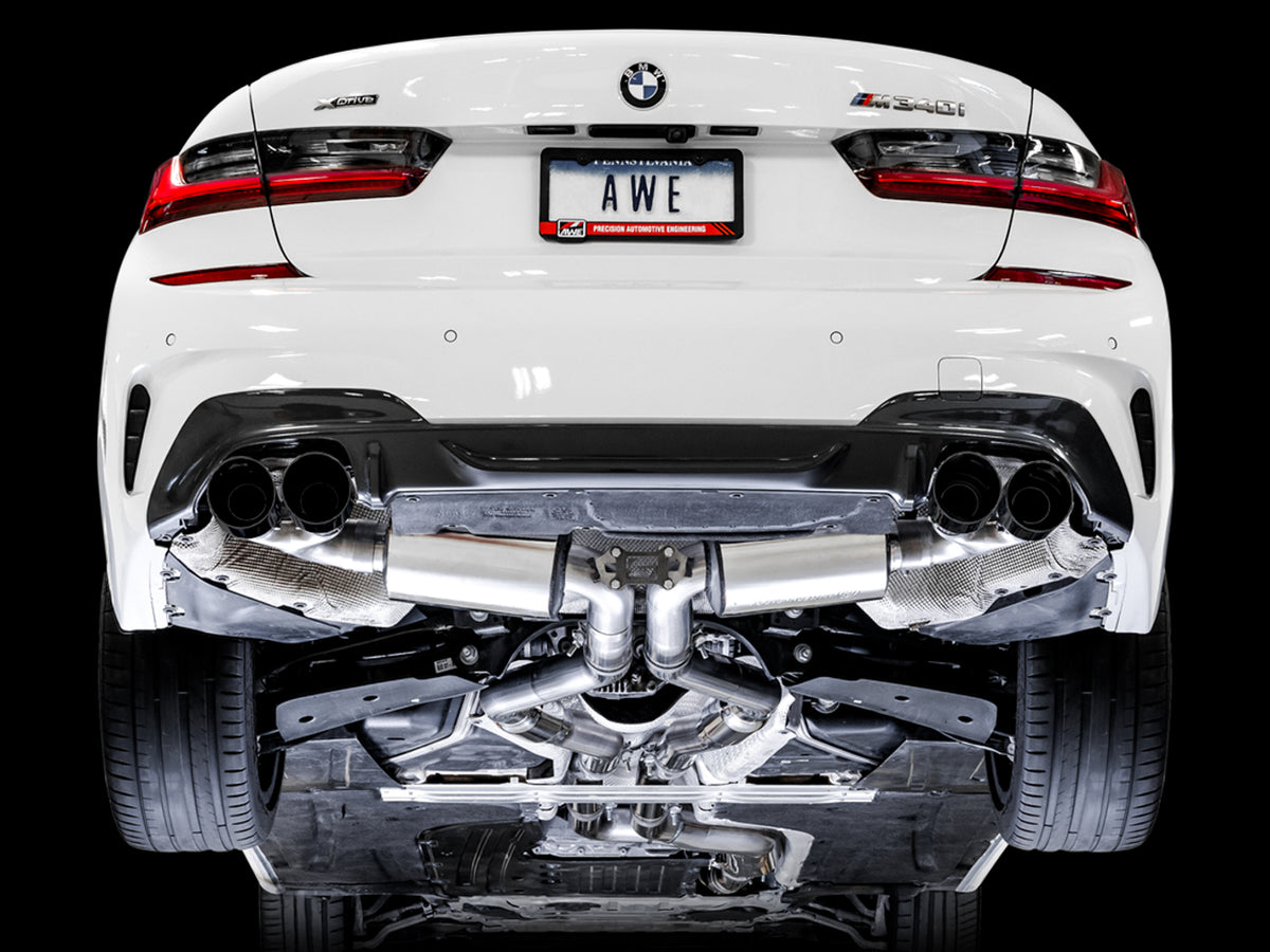 AWE Resonated Touring Edition Exhaust for G2X M340i / M440i - 4" Diamond Black Tips