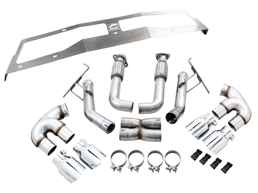 AWE Track Edition Exhaust for C8 Corvette - 4.5" Chrome Silver Tips