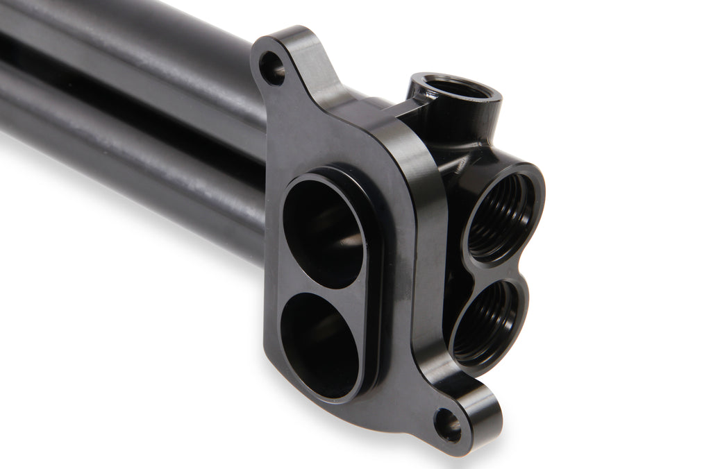 Fits 2015 & Up Gen III Hemi 6.2L Hellcat Engines.  1.875" Shorter than the factory Manifold for Extra Firewall Clearance. -10 Female O-Ring Port Inlet & Outlet.