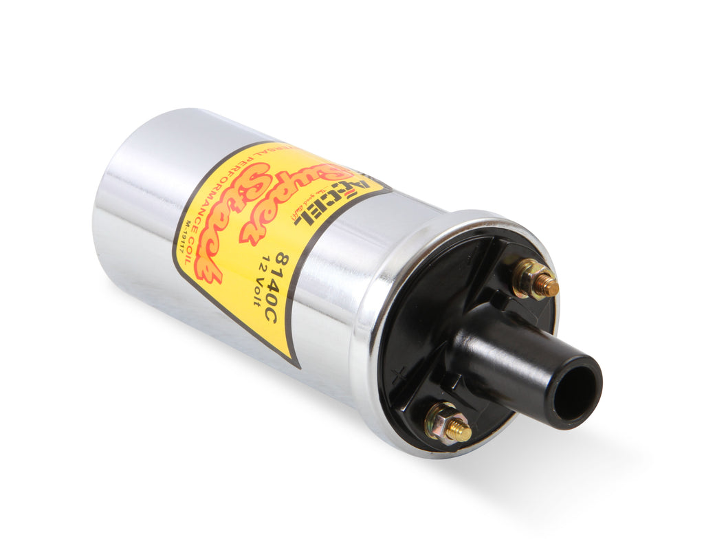 Ignition Coil - Chrome - 42000v 1.4 ohm primary - Points - up to 6500 RPM - 8140C superstock ignition coil is a chrome canister style high performance replacement coil.