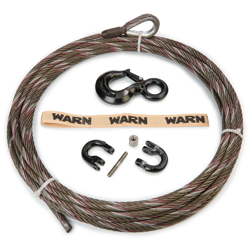 Replacement Steel Winch Rope - Severe Duty - 7/16 in x 100 ft, with Coupling Link and 5-Ton Hook