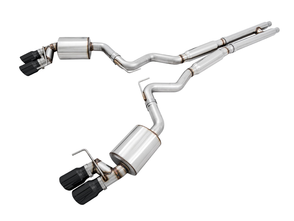 AWE Touring Edition Cat-back Exhaust for the '18-'23 S550 Mustang GT - Quad Diamond Black Tips