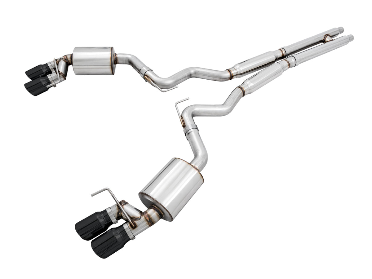 AWE Touring Edition Cat-back Exhaust for the '18-'23 S550 Mustang GT - Quad Diamond Black Tips
