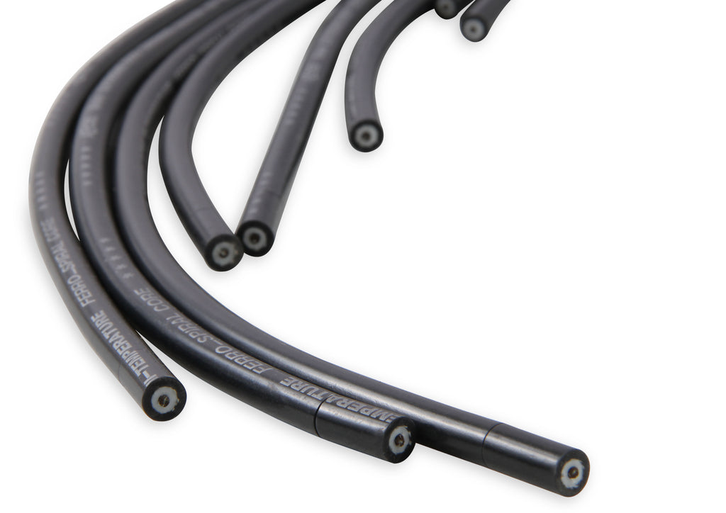 Spark Plug Wire Set - Universal - 90 Deg White Ceramic Boots - 9001C, Spark Plug Wires, Pro Fit Ceramic, Spiral Core, 8mm, Black, Set