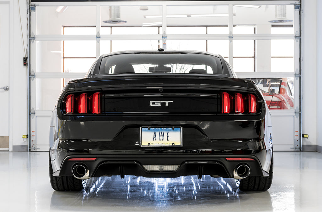 AWE Track Edition Cat-back Exhaust for S550 Mustang GT - Dual Tip - Chrome Silver Tips