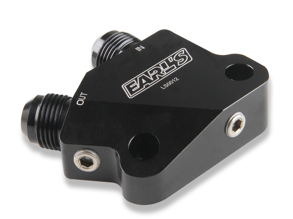 Earls LS Side Mount Oil Cooler Adapter, 10 AN Male, (2) 1/8" NPT Ports
