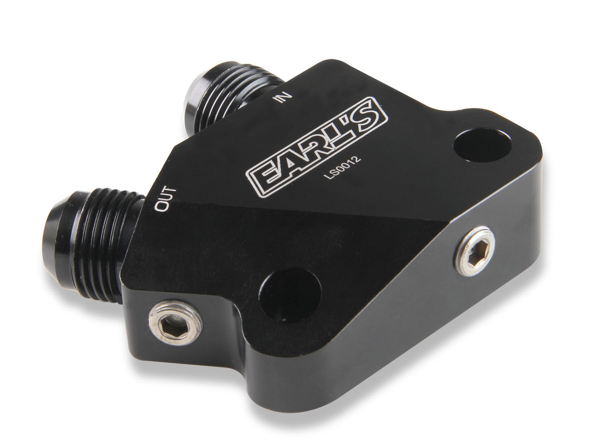 Earls LS Side Mount Oil Cooler Adapter, 10 AN Male, (2) 1/8" NPT Ports