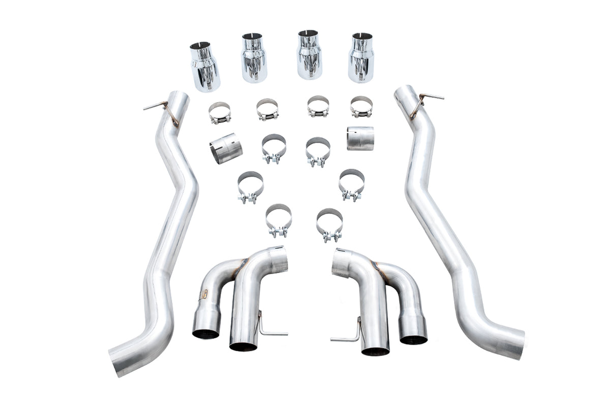 AWE Track Edition Axleback Exhaust for BMW F90 M5 - 4" Chrome Silver Tips