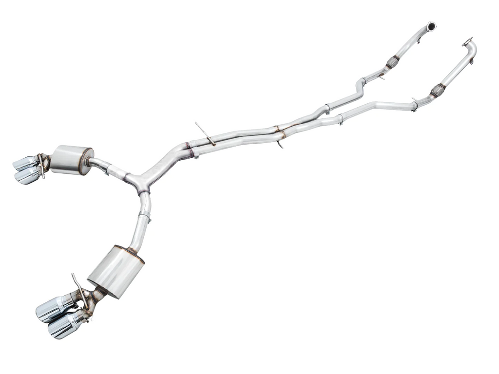 AWE Touring Edition Exhaust for Audi B9 S5 Sportback - 4" Chrome Silver Tips