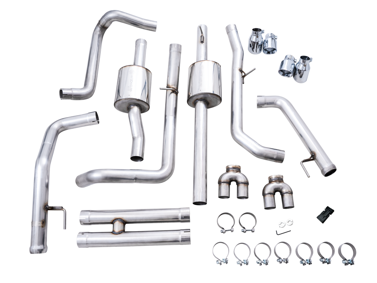 AWE 0FG Catback Exhaust for Silverado ZR2/Sierra AT4X - 4" Chrome Silver Tips