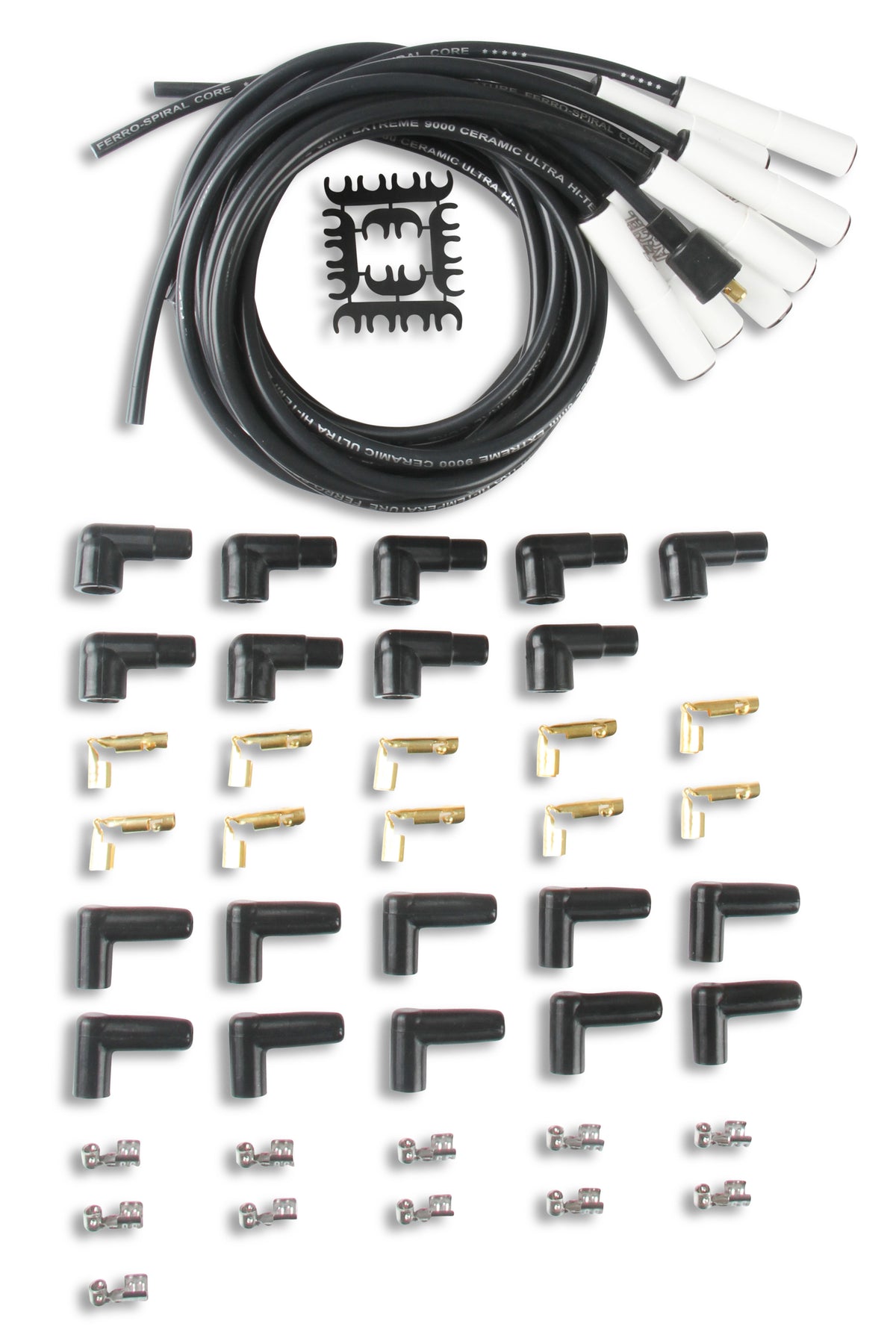 Spark Plug Wire Set - Universal - 180 Deg White Ceramic Boots - These ceramic boot spiral core universal fit spark plug wire sets have straight 180 degree boots.