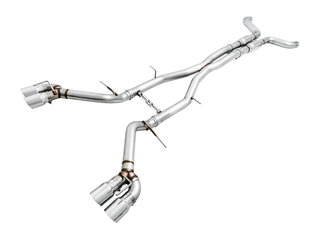 AWE Track Edition Catback Exhaust for Gen6 Camaro SS/ZL1/LT1, Quad Outlet - Resonated - 4.5" Chrome Silver Tips
